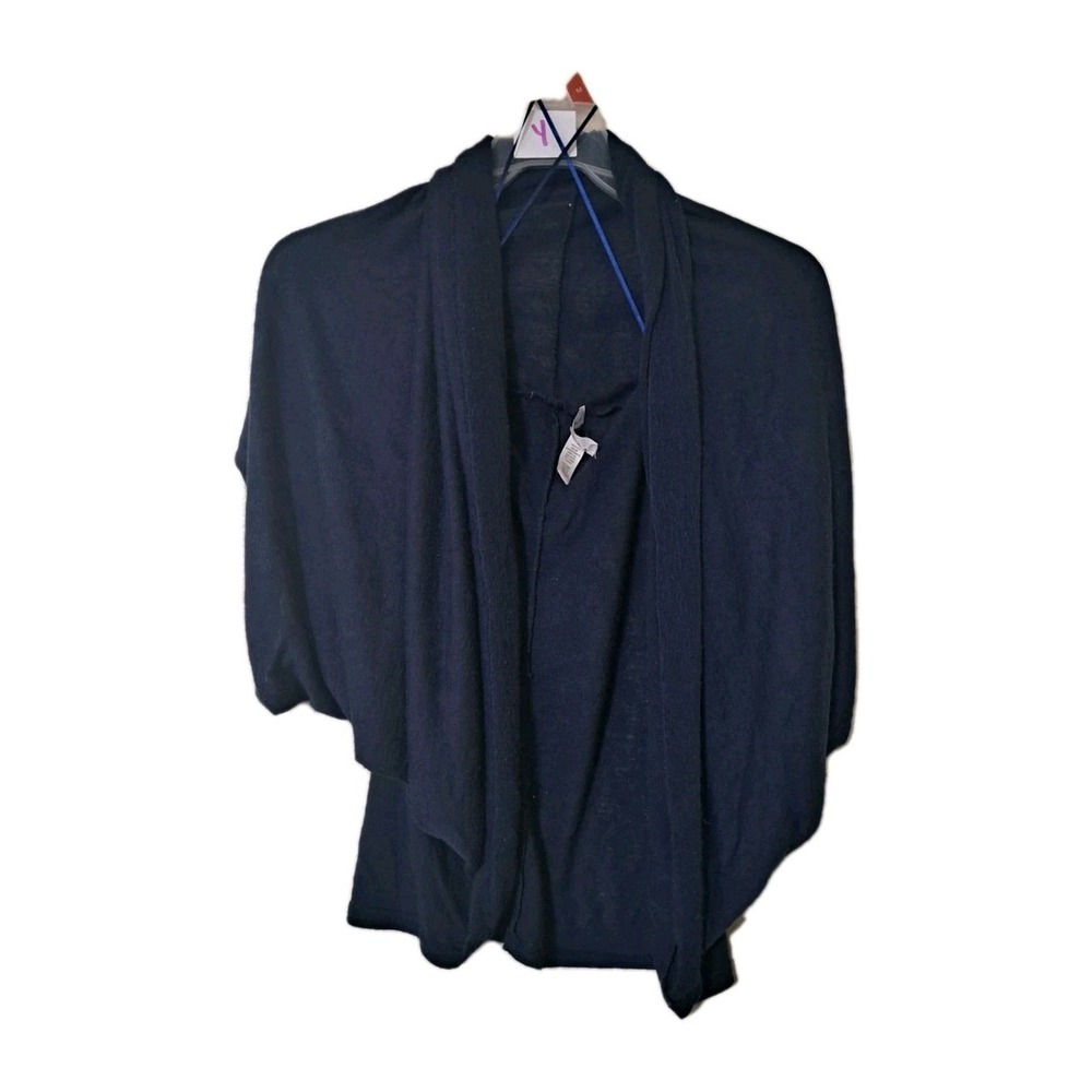 015) Ambiance Apparel Shrug Large Navy Blue Womens Sleeveless Fall